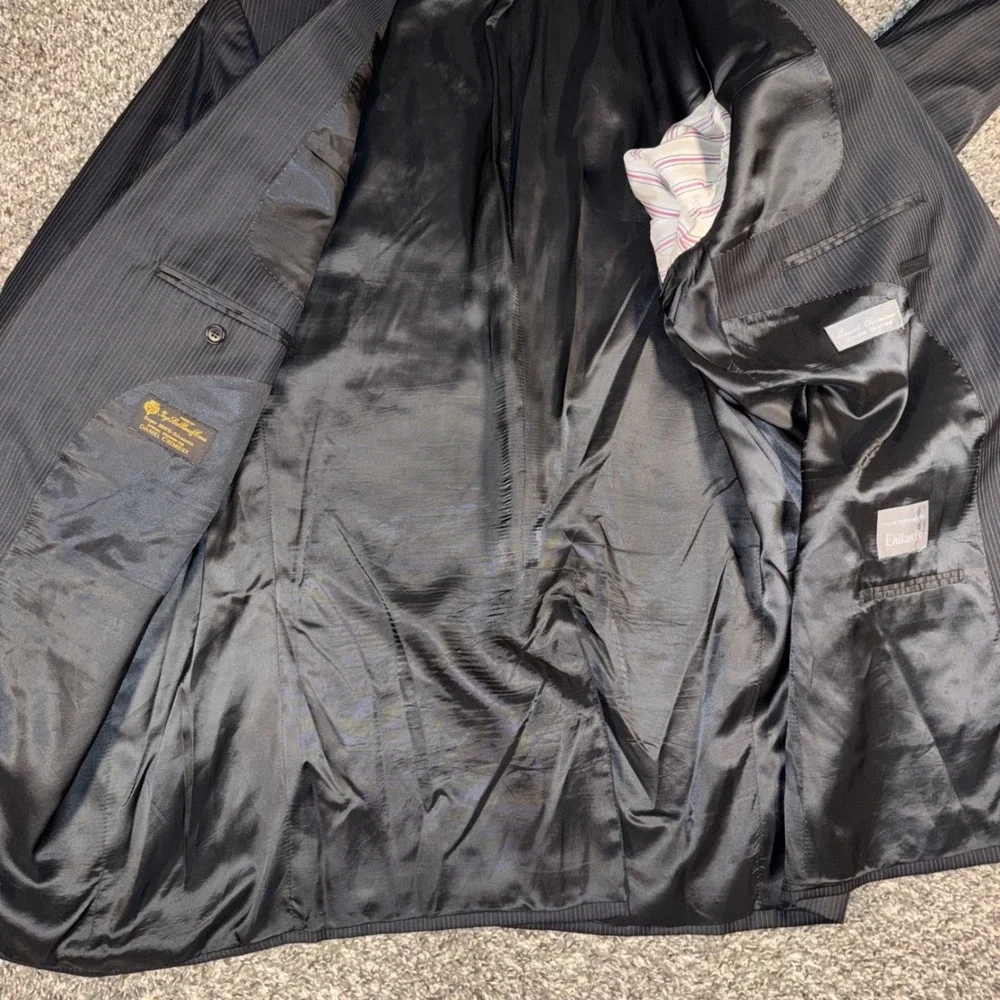 Daniel Cremieux Loro‎ Piana 48L Super 160s Wool Blazer Black Pinstripe Jacket